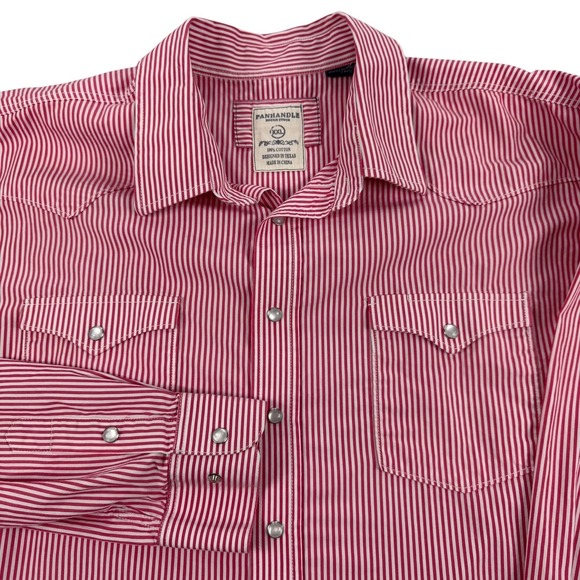 Panhandle Other - Panhandle‎ Rough Stock Mens 2XL Red Stripe Western Pearl Snap Shirt R0S5046